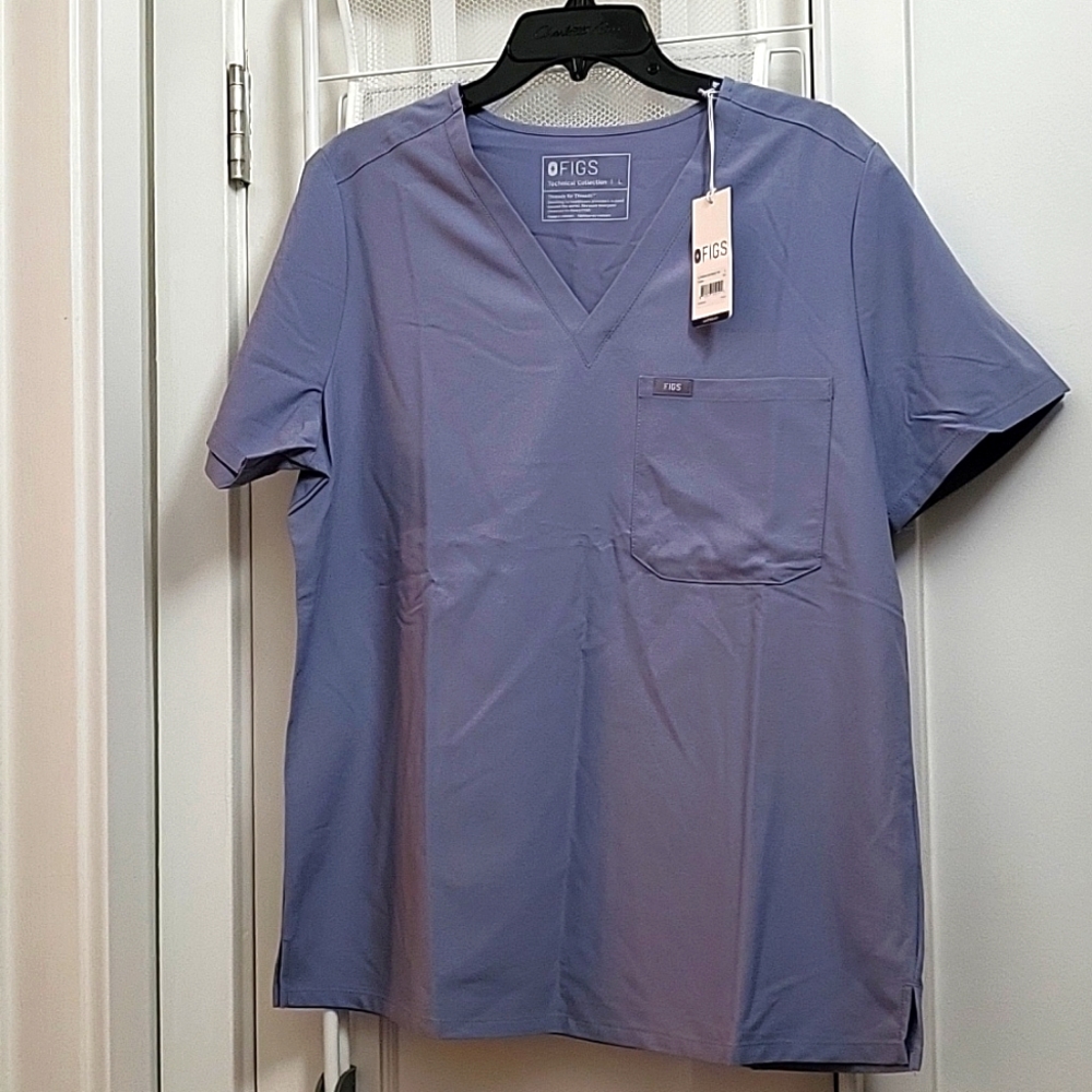 Figs Large slim Catarina scrub top Vapor Blue